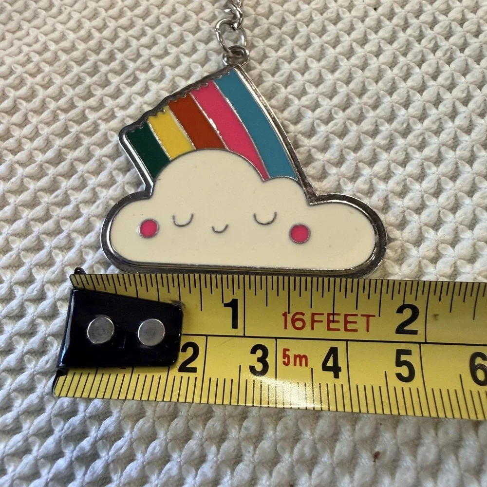Rainbow Cloud Enamel Silver Tone Metal Keychain Key Ring Vive Cada Dia Ilusion